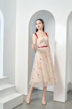 The dress with beige color and emphasizes red rim strappy is the right choice for ladies who love feminine but also fashionable looks. Note:*Processing time takes 5-7 working days (NOT including shipping time).**The product can be customized according to measurements (bust,waist,hip) with an extra fee of 25% of the product value. Please contact support@meanblvd.com or send us a direct message on our fanpage for further assistance. Product Details - Product type: Midi Dress- Material: Mesh Sheer- Sheer Midi Dress, Mean Blvd, Dress Closet, Bustier Dress, S Models, Beige Color, Dress Materials, Homecoming Dresses, Fit And Flare