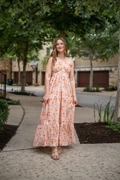 Brighten up your wardrobe with our stunning orange floral maxi dress! It’s the perfect dress for summer events and gatherings. You will turn heads in this beautiful maxi dress! Halter Neck Maxi Dress, Floral Summer Dress, Beautiful Maxi Dresses, Empire Waistline, Dress For Summer, Summer Events, Tiered Maxi Dress