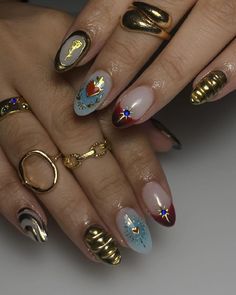 Rennaisance Nails, Outfit Manifestation, Baroque Nails, Funky Nail Designs, Vday Nails, Inspired Nails, Really Cute Nails, Nails Only