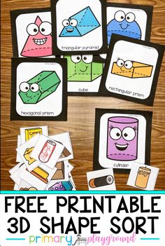 Your students will LOVE reviewing their 3D shapes with this engaging, hands-on Free Printable 3D Shape Sort! Shapes Centers Kindergarten, 3d Shapes Lesson, Shape Sorting Activities, Shapes Lessons