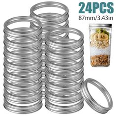 24 pack stainless steel spring rings for food storage container, 8mm / 3 4in