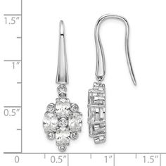 Product Weight Weighs approximately 4.06 grams. Product Dimensions Length of item : 35.9 mm Width of item : 10.7 mm Product Specifications - Material : Primary - Purity : 925 - Finish : Polished - Stone Type_1 : Cubic Zirconia (CZ) - Stone Color_1 : White - Length of Item : 35.9 mm - Plating : Rhodium - Material : Primary : Sterling Silver - Completeness : Complete (all stones included) - Stone Treatment_1 : Synthetic - Width of Item : 10.7 mm - Product Type : Jewelry - Jewelry Type : Earrings - White Earring, Wire Earring, French Wire Earrings, French Wire, Earring Type, White Earrings, Cz Stone, Type 1, Primary Color