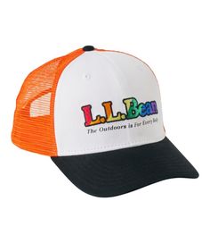 Our best-ever trucker hat, made for a comfortable fit and designed featuring L. L. Bean original artwork you won't find anywhere else. 100% cotton brim. 100% polyester breathable mesh for ventilation. Spot clean. Adjustable snap back for a customized fit. Interior sweatband keeps moisture out of eyes. Classic trucker style. Imported. | Adults' L.L.Bean Trucker Hat, Synthetic Casual Breathable Trucker Hat, One Size Fits Most, Breathable Casual Trucker Hat, Casual Baseball Cap With Mesh Back And Flat Brim, White Cotton Trucker Snapback Hat, Casual Trucker Hat With Mesh Back And Flat Brim, Casual Mesh Trucker Hat For Baseball, Casual 5-panel Baseball Cap With Mesh Back, Casual Multicolor Snapback Hat For Sports, Casual Mesh Snapback Hat For Baseball Season