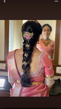 Pelli Kuturu Hairstyles, Bridal Hairstyle Indian Wedding Latest, South Indian Bride Hairstyle Engagement, Bridal Hairdo Indian, Fish Tail Hairstyles, Hairstyles For Saree Look, Traditional Hairstyle For Saree