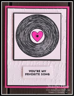 a handmade card with a pink heart on it and the words you're my favorite song