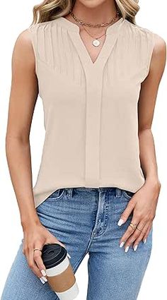 Blouses V Neck, Outfits Sleeveless, Summer Business Casual, Dressy Blouses, Summer Business Casual Outfits, Womens Tank Tops Summer, Tank Tops Summer, Business Casual Summer, Dressy Blouse