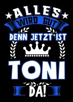 a black shirt with blue and white lettering that says, alles wird out denn