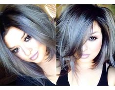 Love this Ombre For Short Hair, Gray Ombre Hair, Dark Grey Hair Color, Ombre Hair Color Ideas, Grey Ombre Hair, Color Ideas For Short Hair, Gray Ombre, Short Ombre Hair