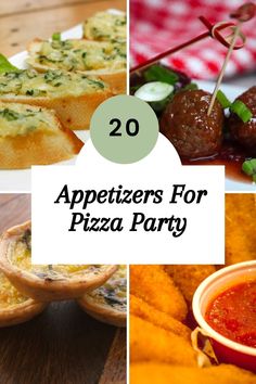 A pizza party isn’t complete without a variety of mouthwatering appetizers to satisfy your guests’ cravings. We have some classic options like garlic bread and bruschetta and then some creative pizza-inspired bites and delectable dips. Appetizers For Pizza Party, Side Dishes For Pizza, Pizza Appetizers Easy, Pizza Party Menu, Pizza Night Party, Pizza Bar Party, Pizza Party Food, Pizza Dinner Party, Pizza Side Dishes