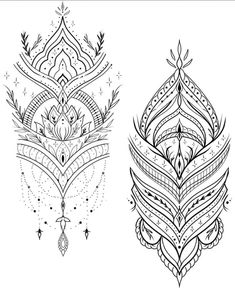 two different designs in black and white, each with an intricate design on the side