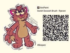 a cartoon bear with glasses and a qr code