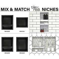 the instructions for how to make a tile wall and bathtub niche with different angles