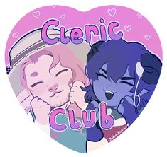 two cartoon characters are hugging in front of a heart shaped sign that says, generic club