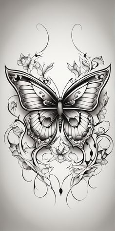 a butterfly tattoo design on a white background