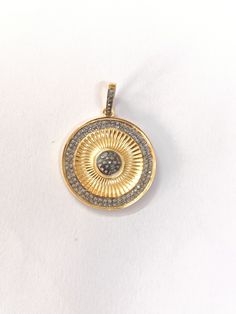 Pave Diamond Two Tone Pendant 925 Silver Diamond Round Pendant Birthday Gift Measurement Specification- Size-29x34mm Stone- Diamond Materials- 925 Sterling Silver Finish- Silver Vermeil We are continuously adding new products to our store. So keep coming back to see more great deals. If you need any other polish you can contact us.  For Wholesale orders or customized order requirements, text us. https://www.etsy.com/in-en/shop/GEMBEADSCREATIONIN?ref=seller-platform-mcnav§ion_id=34167868♦ Manufac Fine Jewelry Large Medallion Pendant, Fine Jewelry Medallion With Large Pendant, Sterling Silver Coin-shaped Pendant, Sterling Silver Coin Pendant Jewelry, Silver Jewelry With Large Round Disc Pendant, Fine Jewelry Coin Pendant, White Gold Jewelry With Large Round Pendant, Hallmarked Sterling Silver Round Disc Jewelry, Anniversary Jewelry With Large Round Pendant