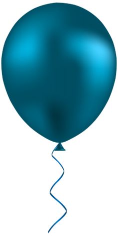 a blue balloon with a string hanging from it's end, on a white background