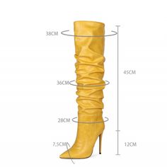 the size and height of a women's boot with high heeled boots on each side