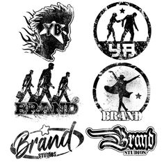 the logos for brands are shown in black and white