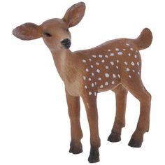 a toy deer with white spots on it's face