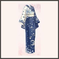 Galaxy Kimono, Star Kimono, Kimono Drawing, Moon Kimono, Haori Pattern, Asian Style Dress