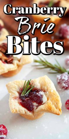 cranberry brie bites on a white plate