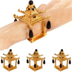 PRICES MAY VARY. ✨【Chinese-style pagoda-shaped Napkin Rings】: Chinese-style Gold pagoda-shaped design, perfect display of the magnificent architectural scenery;Add the finishing touch to your tableware, add charm and elegance to your table, and make food look more delicious ✨【Widely used Napkin Buckle】: Napkin Buckle has a fashionable appearance and can enhance the decoration position. It can be used throughout the year as a great choice for gifts; suitable for weddings, dinners, Christmas, New Chinese Party Decorations, Chinese Takeout Box, Luxury Napkin, Serviette Rings, Chinese Party, Asian Tea, Luxury Dining Table, Table Napkin, Ring Luxury