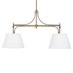 two light chandelier with white shades