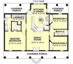 the floor plan for a small house with three bedroom and two bathroom areas on each side