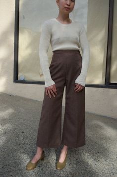 Cocobolo arles pant made from 100% wool. fitted high waist with size zip and button closure. classic flared leg silhouette with a modern cropped ankle length.    100% wool (fabric color will vary slightly depending on available stock).    our in house line is handmade in our studio in small quantities. making these items takes time and effort. please allow 4-8 weeks for production time if back ordered.sizing chart:    xsmall    bust: 31.5-33 inches  waist: 23.5-25 inches    small    bust: 33.5-3 Masculine Style, Tacoma Wa, High Neck Sweater, Wool Trousers, Black Friday Shopping, Engineered Garments, Knit Pants, Large Bust, Wool Fabric