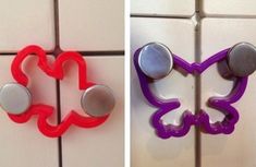 two pictures of butterfly shaped cookie cutters on the wall next to eachother