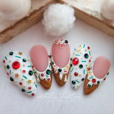 Cute Christmas Nails, Festival Nails, Xmas Nails, Christmas Nail Designs, Christmas Nail, Christmas Nail Art, Funky Nails, Pretty Acrylic Nails, Dope Nails