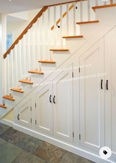 the stairs in this house are made of wood and have wooden treading on them