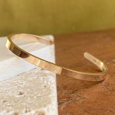 14KT Yellow Gold Polished Solid Open Cuff Bracelet 4mm, 14KT Yellow Gold Polished Solid Open Cuff Bracelet 4mm - Legacy Saint Jewelry Evil Eye Hand, Classic Jewelry Pieces, Mens Bangles, Modern Silver Jewelry, Saint Jewelry, Open Cuff Bracelet, Open Bangle