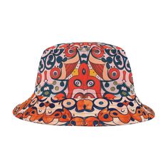 First, it protected fishermen from rain in the 1900s. Now, the bucket hat is making its comeback. Make it a part of your wardrobe! Check out our other apparel and home items that match this print - https://btdubsdesigns.etsy.com and https://btdubshome.etsy.com Here are the deets for our BTDubs bucket hats:  - Material: 100% polyester - Available in 2 sizes - Sewn-in label - Made in USA Retro Bucket Hat For Festival, Retro Curved Brim Sun Hat For Outdoor, Retro Bucket Hat With Curved Brim For Festivals, Retro Festival Bucket Hat With Curved Brim, Retro Curved Brim Bucket Hat For Festivals, Retro Wide Brim Bucket Hat For Outdoor, Vintage Outdoor Bucket Hat With Curved Brim, Orange Bucket Hat For Outdoor Use, Orange Bucket Hat For Outdoor