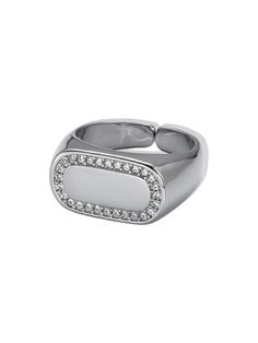 Level up your look with the 'ICED OUT' signet ring. Featuring meticulously cut cubic zirconia diamonds hand-set on a stainless steel base, this piece is an everyday must-have in your ring collection.  Measurements: Fits ring sizes 6-8 Adjustable Materials: Stainless steel AAA-grade cubic zirconia diamonds Waterproof &a Pearl Cross Necklace, Custom Charm Bracelet, Chunky Hoop Earrings, Star Pendant Necklace, Baroque Pearl Necklace, Ring Collection, Toggle Bracelet, Creating Jewelry, Jewelry Choker