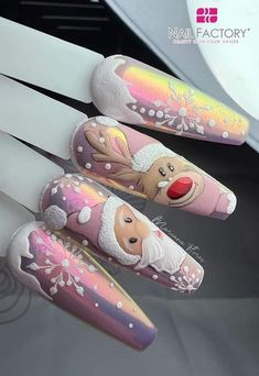 Mrs Claus Nails, Christmas Nail Art 2024, Christmas 3d Nail Art, Nails 2024 Christmas, Nail Noel Christmas, Christmas Character Nails, Christmas Nails 2024, Nails Natal, Noel Nails