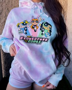 Flowerpuff Girls Hoodie - "COTTON CANDY" – Cabin 7 Originals Pastel Hoodie, Hoodie Model, Girls Hoodie, Dark Skin Boys, Girls Tie, Dye Hoodie, Tie Dye Hoodie, Hoodie Girl, Powerpuff Girls