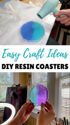 easy craft ideas for kids to make with resin paint and paper plate cutters that they are using