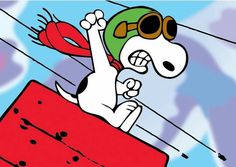 a cartoon dog wearing sunglasses and riding on top of a red object in the air