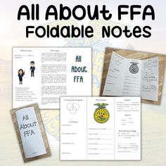 an all about fa foldable notes with the words, and two pictures of police officers