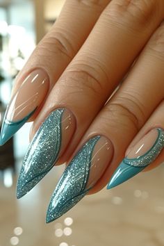 Blue Nail Designs Fancy Nail Art, Art Deco Nails, Best Acrylic Nails