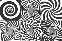 an abstract black and white background with spirals in the center, on top of each other