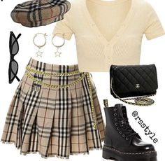 Burberry Plaid Outfit, How To Style A Skirt, One Piece Inspired Outfits, Wear Or Tear Outfits, Outfits With Skirt, Cute Two Piece Outfits, Cute Vintage Outfits, Lil Top, Plaid Outfit