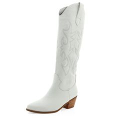 PRICES MAY VARY. [Measure]: Cowboy boots for women heel~5cm=1.96'/6cm=2.36' [High Quality]: Knee high boots upper material-synthetic suede pu leather(VEGAN), sole-rubber [Easy On/Off]: White cowgirl boots with pull on closure [Occasions]: Western boots women suitable for all occasions, such as Walking, Travel, Shopping, Office, Party, Date, Festival, Wedding, Daily wear, Cosplay, Wedding, Driving, Riding, Indoor, Outdoor, Holiday, Spring, Summer,Autumn,Winter [NOTE]: Please measure your foot len White Cowgirl Boots, Boot Stand, Western Boots Women, White Boots, Long Boots, Cowgirl Style, On Design, Cowgirl Boots, Western Boots