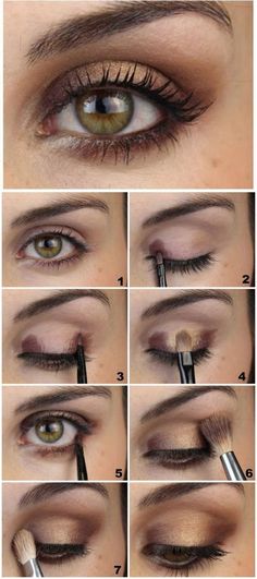 simple étape par étape tutoriel smokey eye pour les débutants Doe Eyes Make Up, Nude Smokey Eye, Eye Makeup Glitter, Brown Eye Makeup Tutorial, Makeup History, Lip Tips, Hazel Eye Makeup