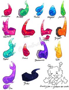 the different shapes and colors of an animal's tail, head, and foot