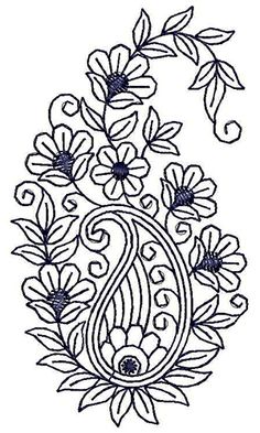 an embroidery design with flowers and leaves