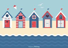 a row of beach huts sitting on top of a sandy beach