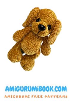 a crocheted teddy bear sitting on top of a white background with the text amigurum book com