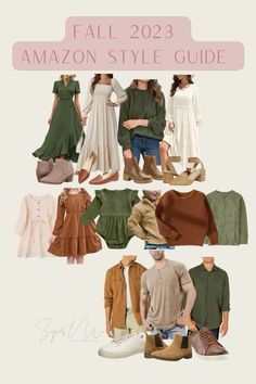 the fall 2012 amazon style guide is featured in this image, including dresses and sweaters